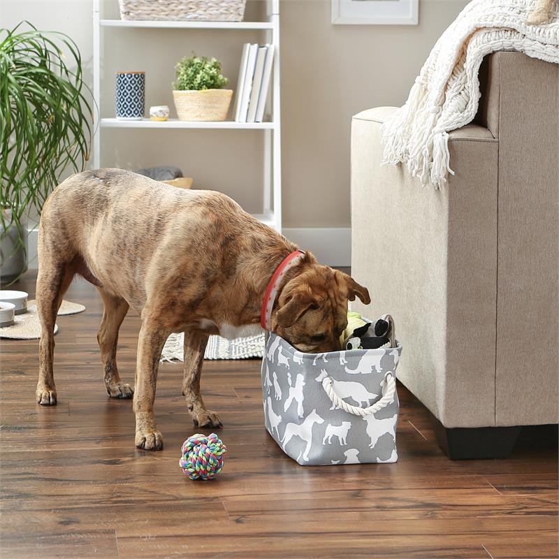 Polyester Pet Bin Dog Show Gray Rectangle Small 14x8x9