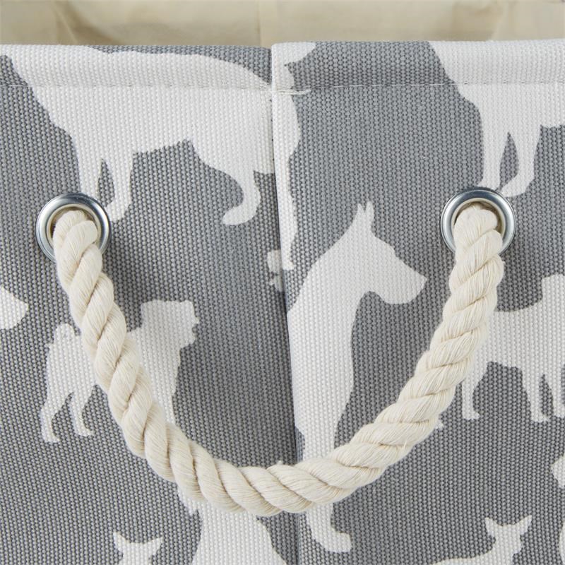 Polyester Pet Bin Dog Show Gray Rectangle Medium 16x10x12