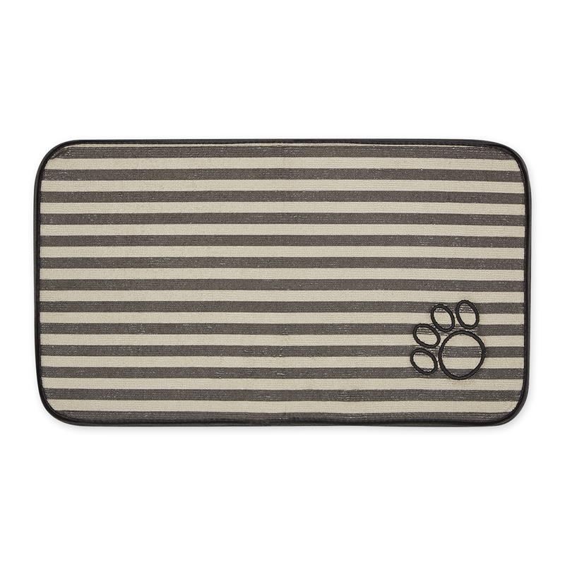 Brown Stripe Embroidered Paw Pet Mat Small 10x18