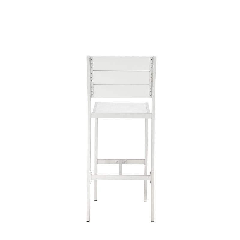 Pangea Home Breeze 44" Aluminum Outdoor Bar Stools in White (Set of 4