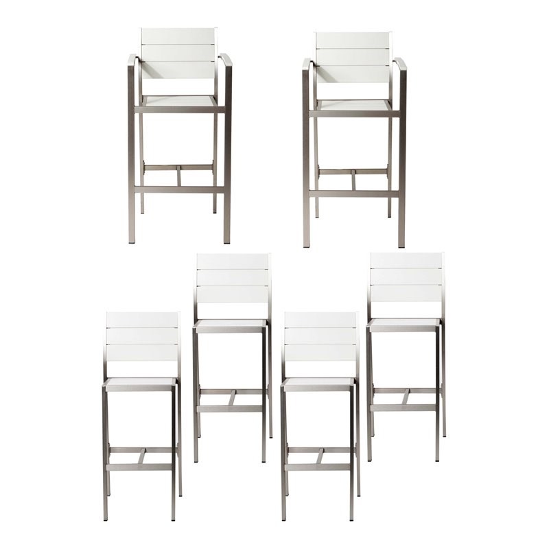 Pangea Home Breeze 44" Aluminum Outdoor Bar Stools in Gray/White (Set