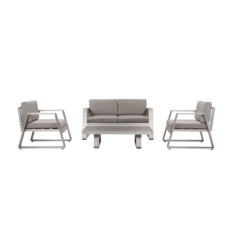 Pangea Home Air 4-Piece Modern Aluminum Sofa Set in Gray Finish