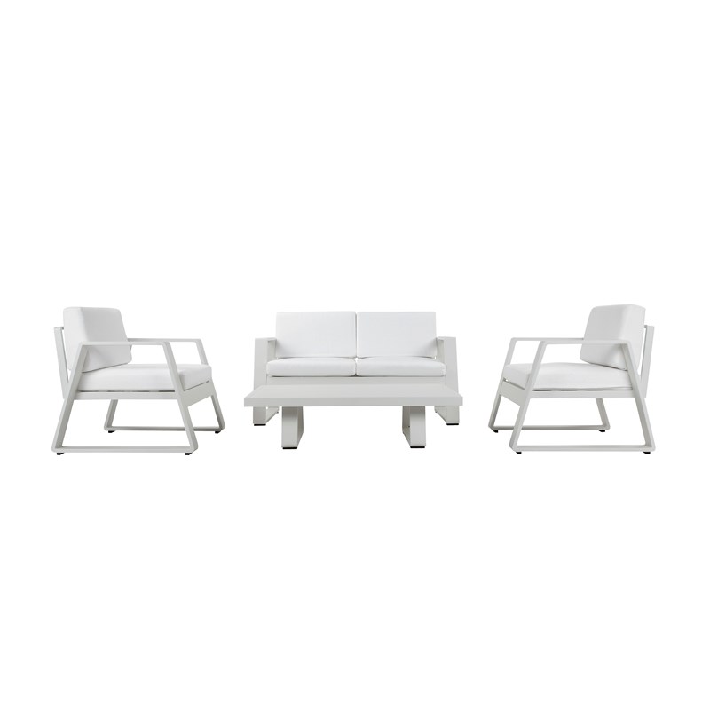 Pangea Home Air 4-Piece Modern Aluminum Sofa Set in White Finish