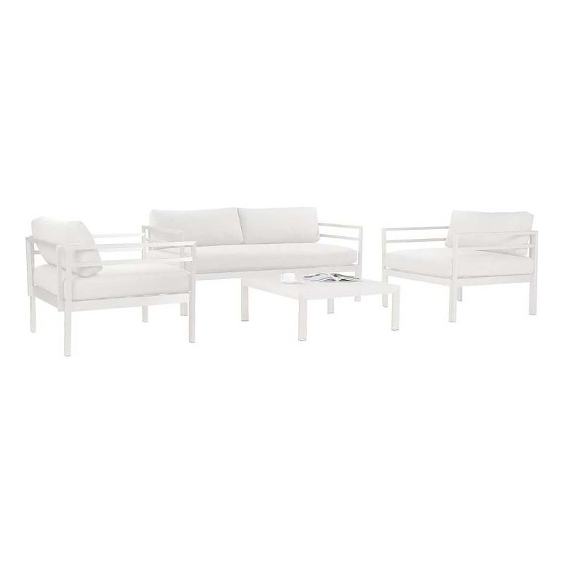 Pangea Home Cold 4-Piece Modern Aluminum Sofa Set in White Finish