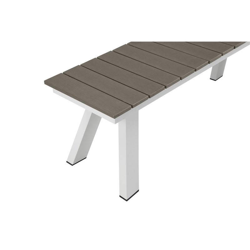 Pangea Home Jack Modern Aluminum and Polyresin Bench in Gray and White