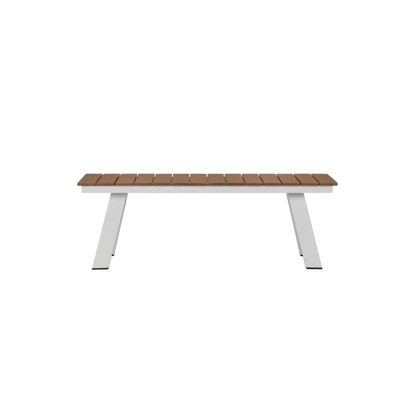 Pangea Home Jack Modern Aluminum and Polyresin Bench in Teak and White