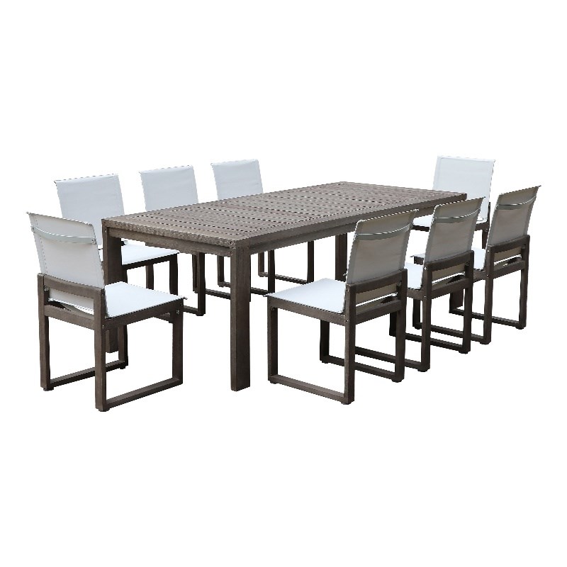 Pangea Home Vicky 9-Piece Modern Aluminum Dining Set in Brown Finish