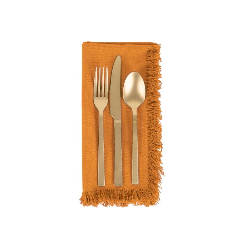 DII Modern Style Cotton Solid Heavyweight Fringed Napkin in Yellow (Set of 6)