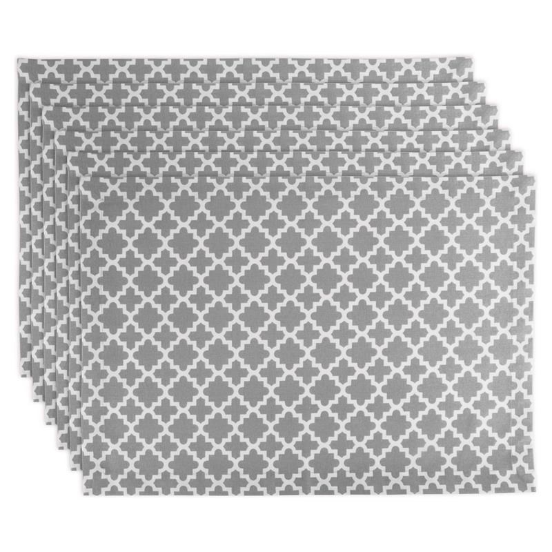 DII Modern Style Cotton Lattice Placemat in Gray Finish (Set of 6)