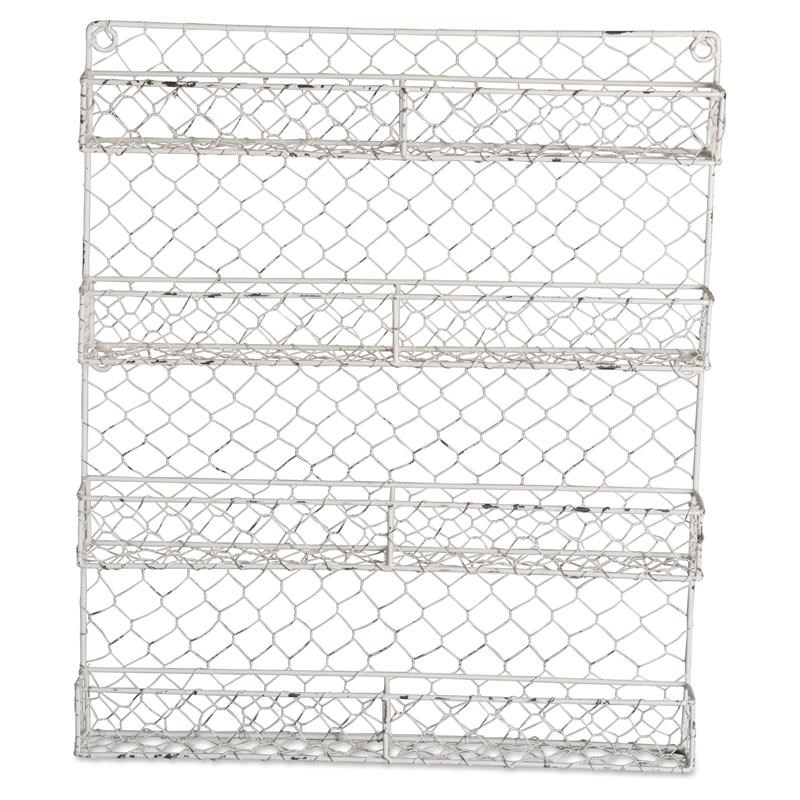 DII 4-row Modern Style Metal Chicken Wire Spice Rack in Antique White