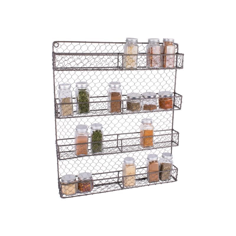 DII 4-tier Modern Style Metal Chicken Wire Spice Rack in Gray