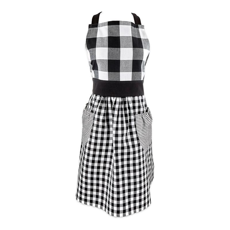 DII Modern Style 100 Percent Cotton Gingham Apron in Black and White