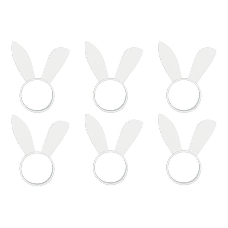 DII Modern Aluminum Bunny Ears Napkin Rings in White (Set of 6)