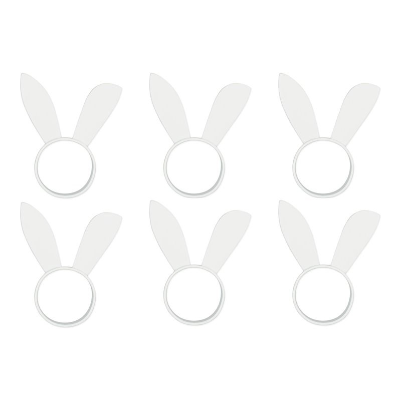 DII Modern Aluminum Bunny Ears Napkin Rings in White (Set of 6)
