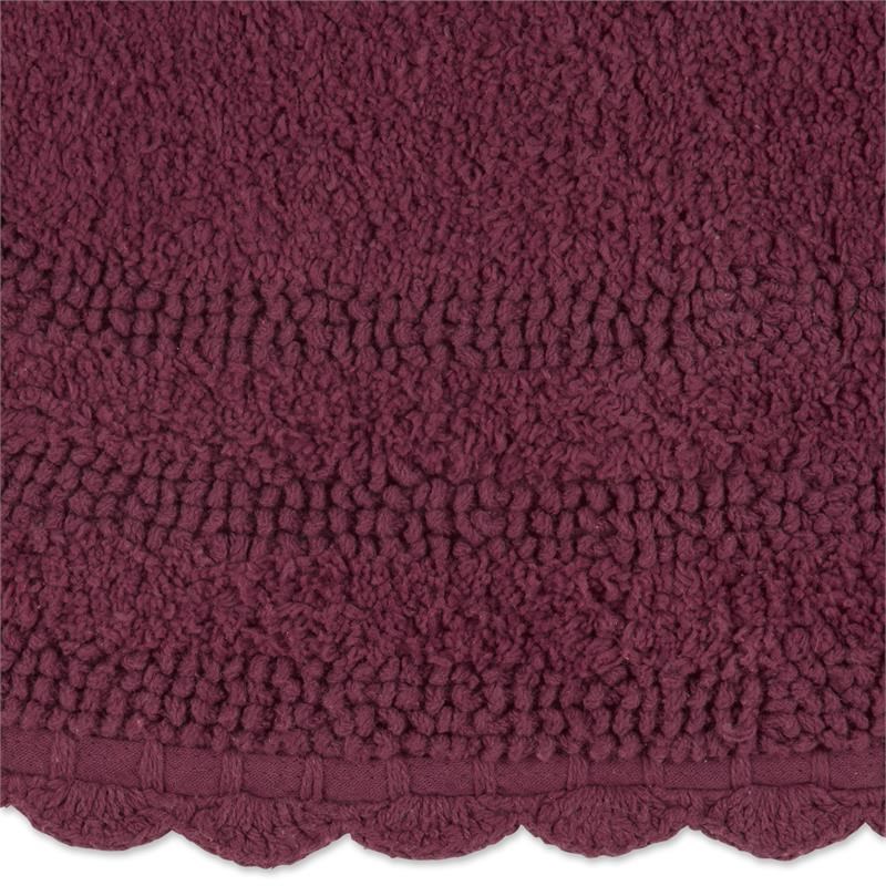 Wine Large Oval Cotton Crochet Bath Mat