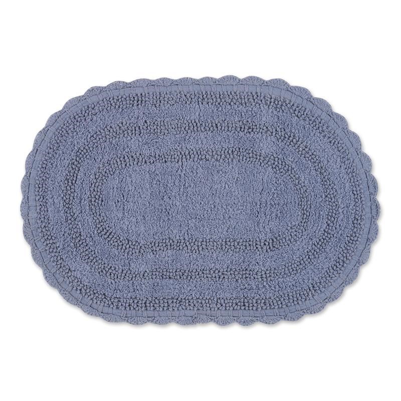 Stonewash Blue Small Oval Crochet Bath Mat