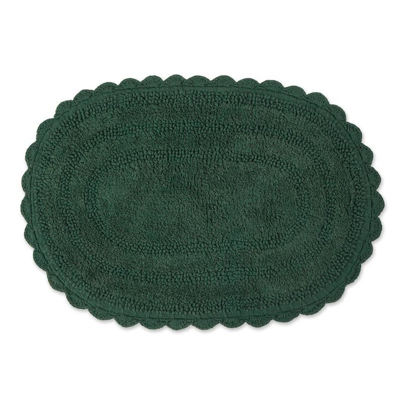 Dark Green Small Oval Crochet Bath Mat