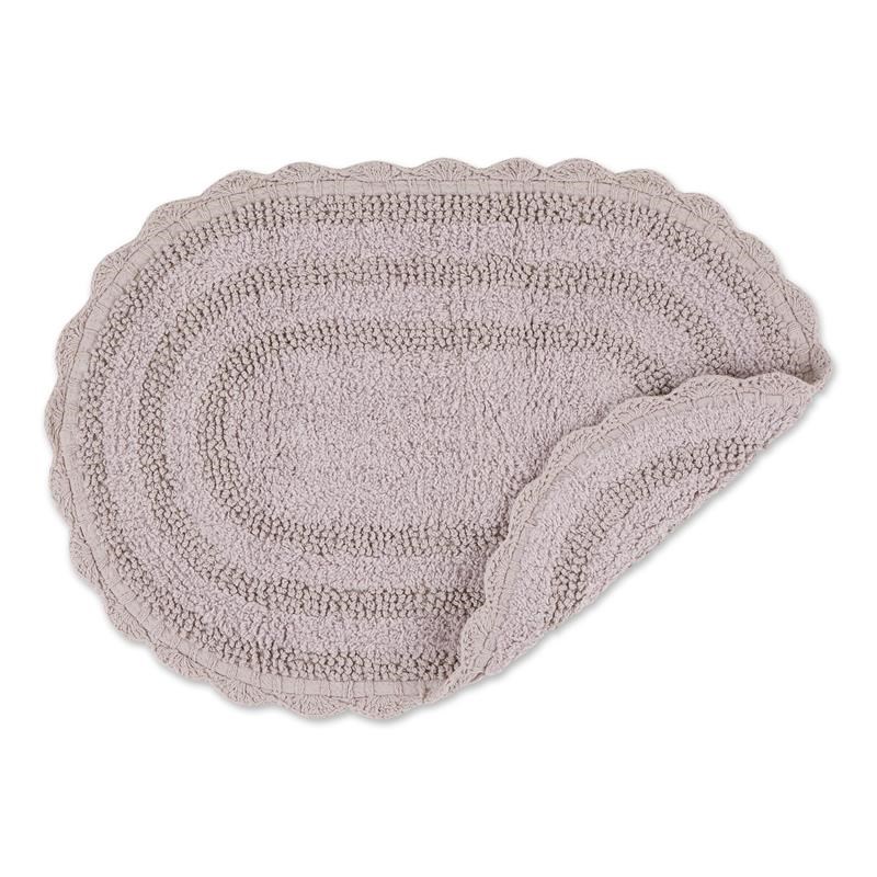 Dusty Lilac Small Oval Cotton Crochet Bath Mat