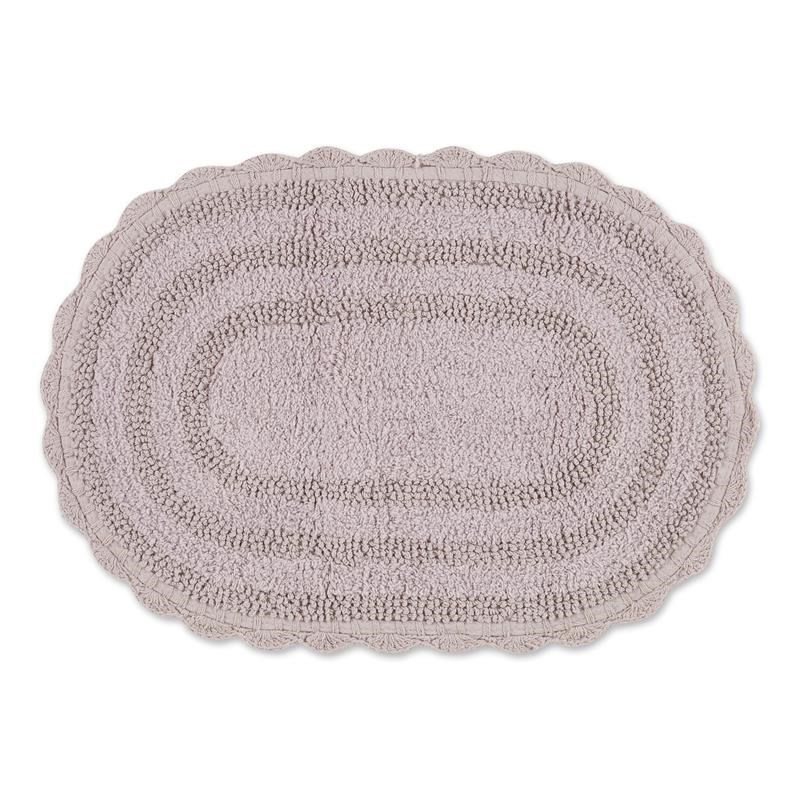Dusty Lilac Small Oval Cotton Crochet Bath Mat