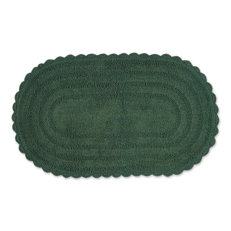 Dark Green Large Oval Crochet Bath Mat