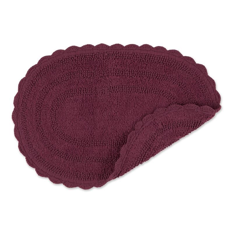 Wine Small Oval Cotton Crochet Bath Mat