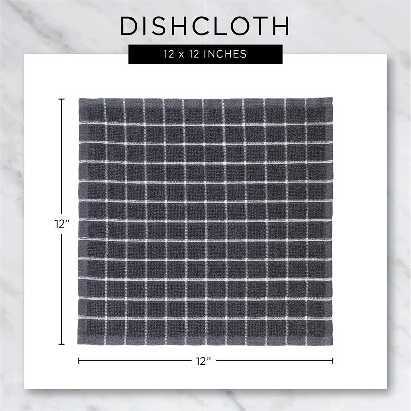 DII Gray Buffalo Check Scrubber Dishcloth Set of 6