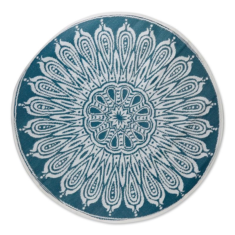 DII Blue Sunflower Outdoor Fabric  Rug 5 Ft Round