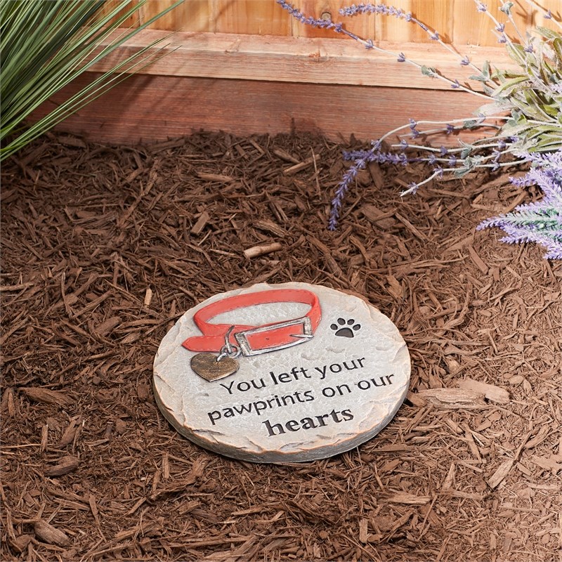 Multi-Color You Left Your Pawprints On Our Hearts Pet Memorial Stepping Stone