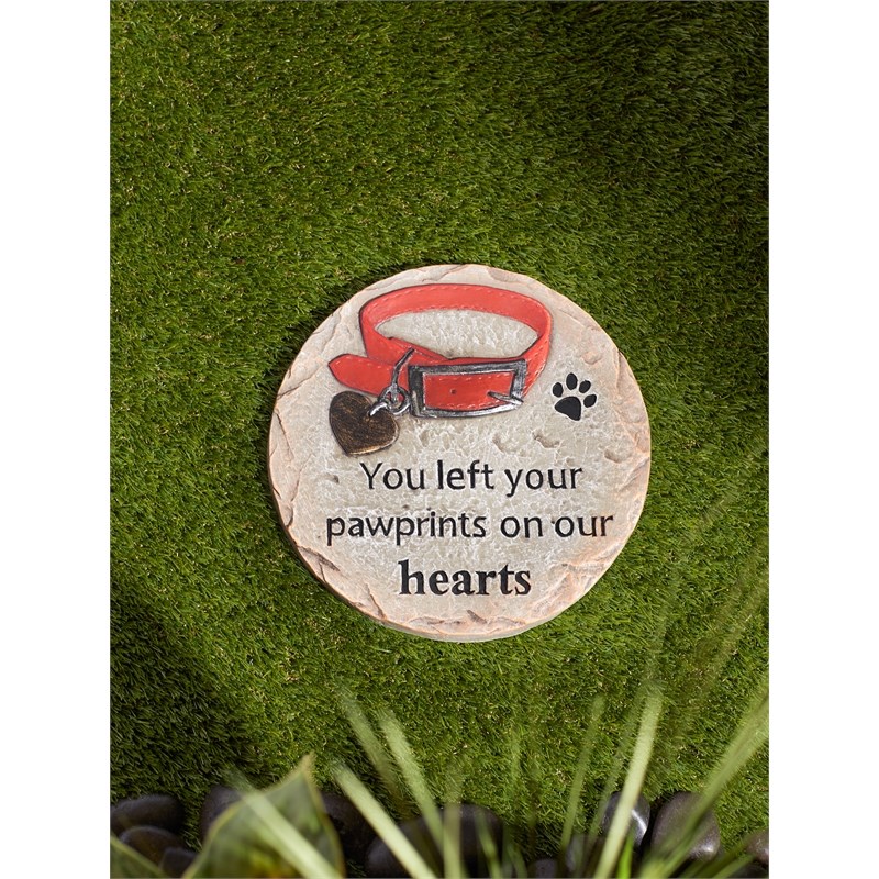 Multi-Color You Left Your Pawprints On Our Hearts Pet Memorial Stepping Stone