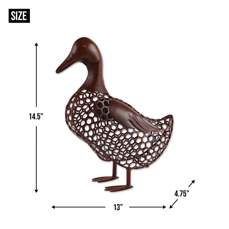 Brown Iron Chicken Wire Duck Sculpture 13x4.75x14.5