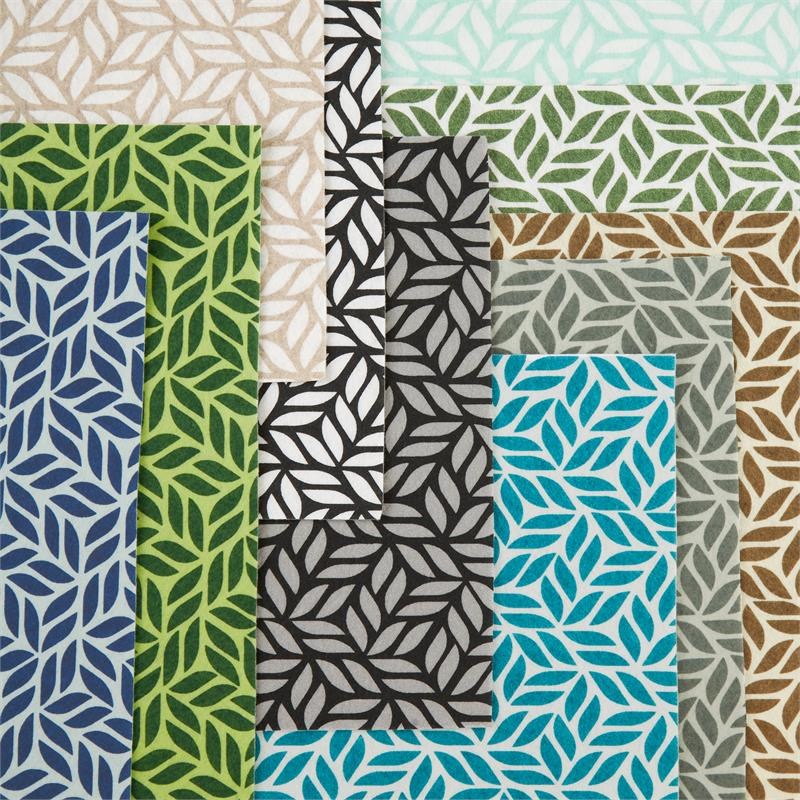 Hunter Green Abstract Leaf Print Fridge Fabric Liner 12x24  (Set of 6)