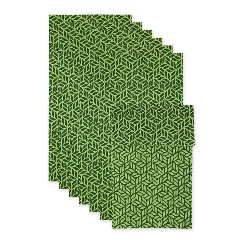 Hunter Green Abstract Leaf Print Fridge Fabric Liner 12x24  (Set of 6)