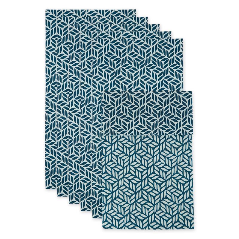 Nautical Blue Abstract Leaf Print Fridge Fabric Liner 12x24  (Set of 6)