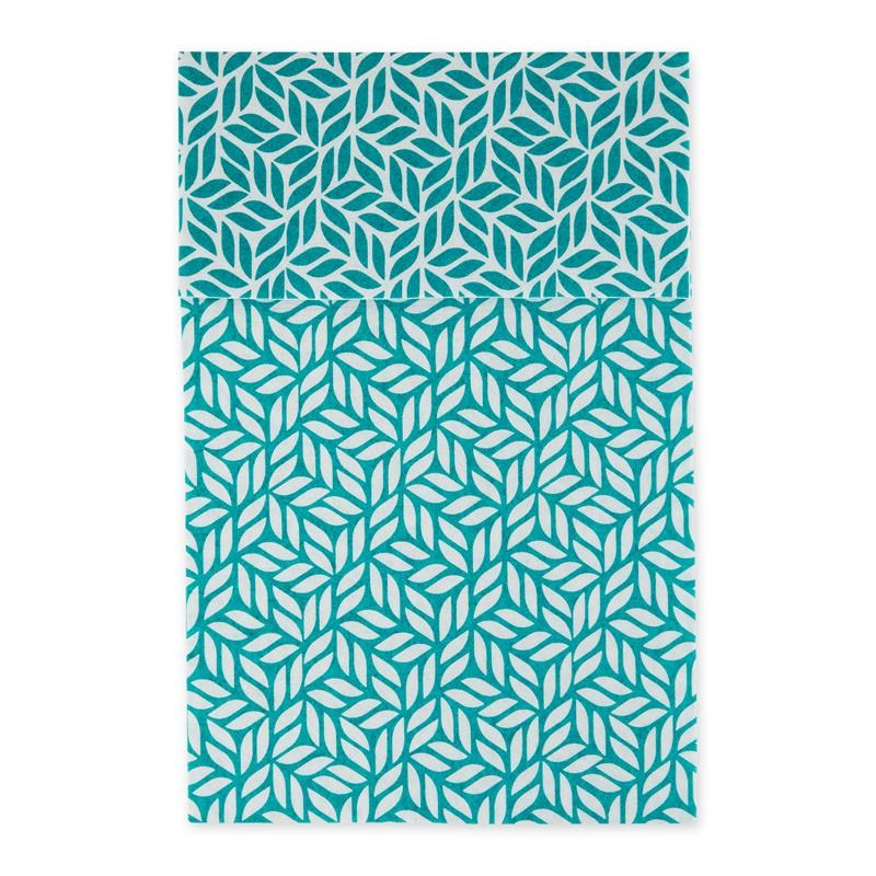 Turquoise Blue Abstract Leaf Print Fridge Fabric Liner 12x24 (Set of 6)