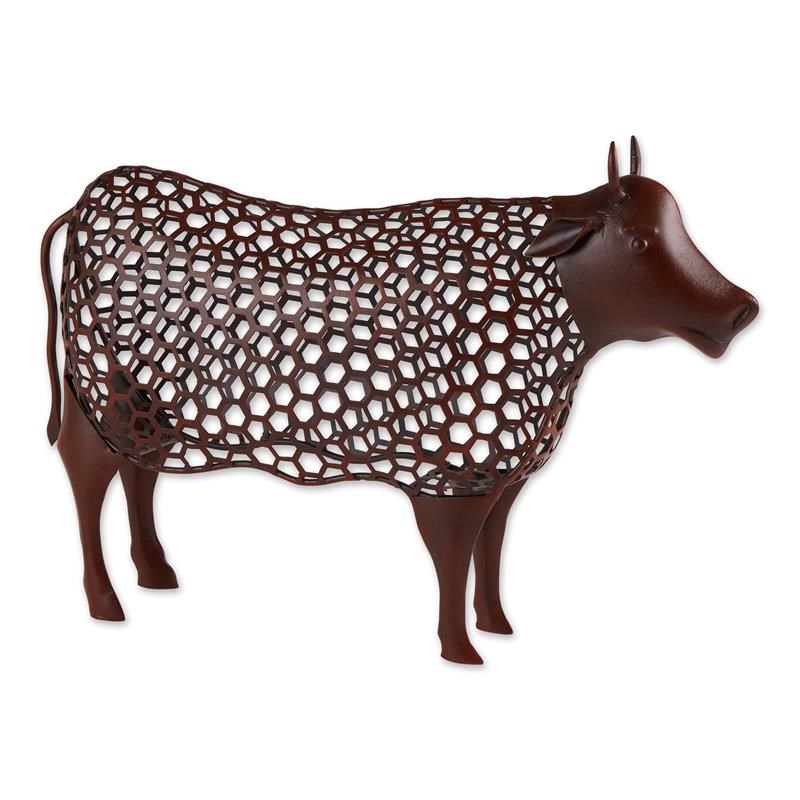 Multi-Color Chicken Wire Iron Cow Sculpture 18x4.75x12