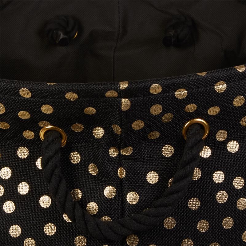 Polyester Bin  Dots Gold-Black Rectangle Medium 16x10x12