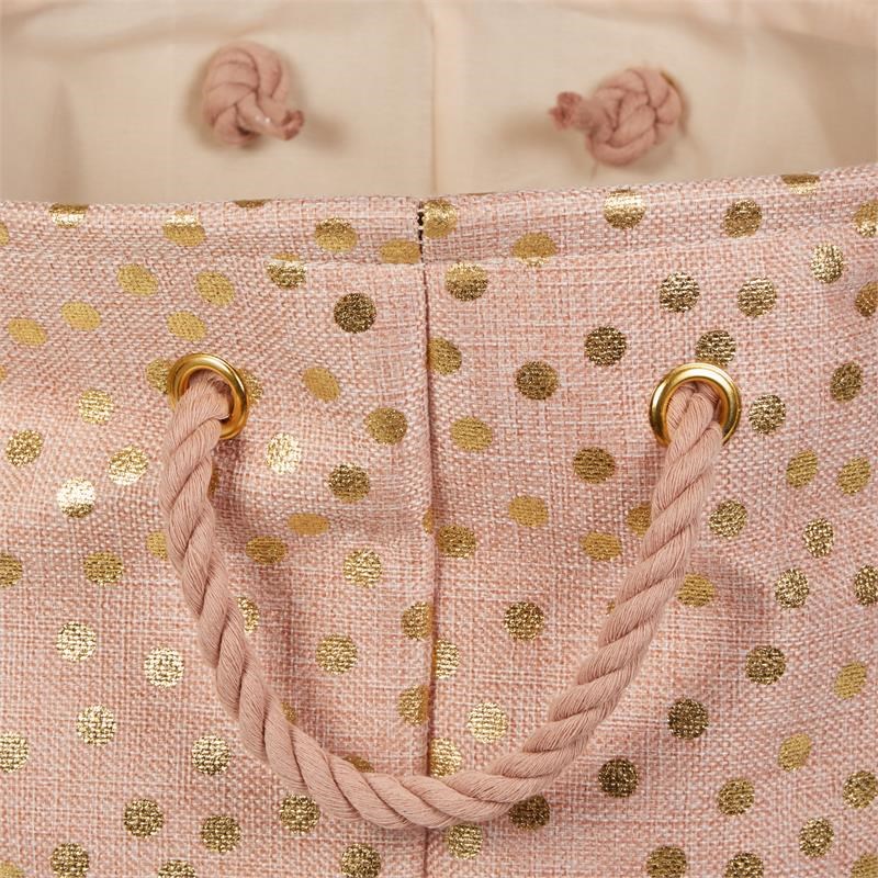 Polyester Bin  Dots Gold-Millennial Pink Rectangle Medium 16x10x12