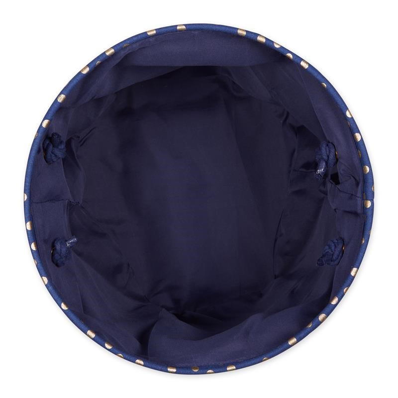 Polyester Bin Dots Gold-Nautical Blue Round Large 15x16x16