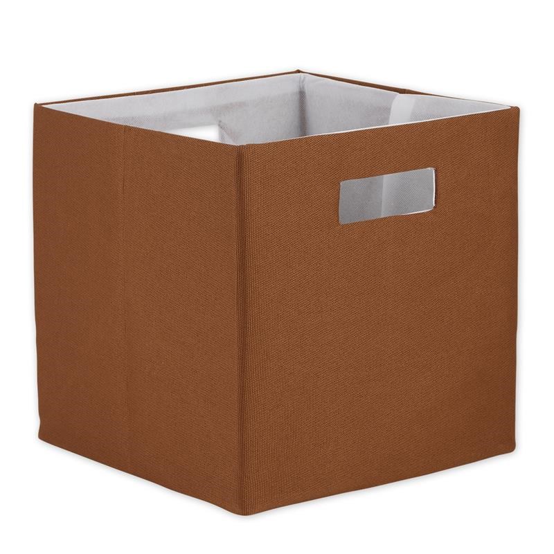 Polyester Cube Solid Cinnamon Square Brown Fabric With Handles 13x13x13