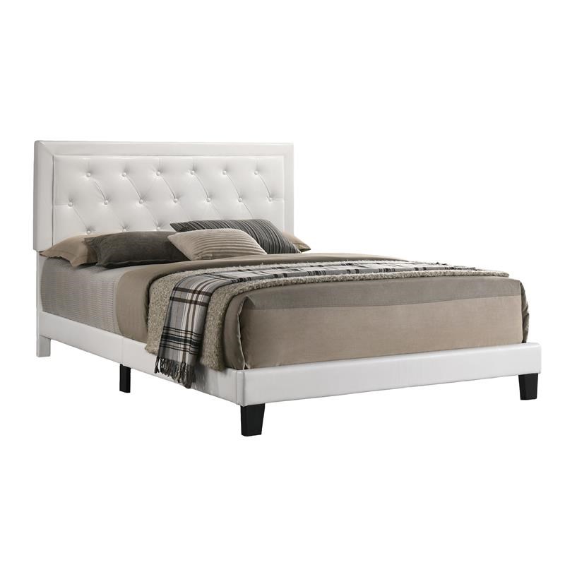 White Faux Leather Panel Bed With, White Faux Leather Headboard Bed