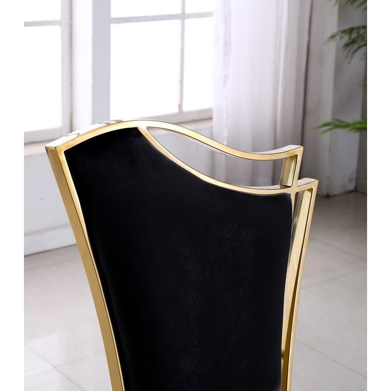 Elegant Side Chairs in Black Velvet and Gold Stainless Steel (Set of 2)