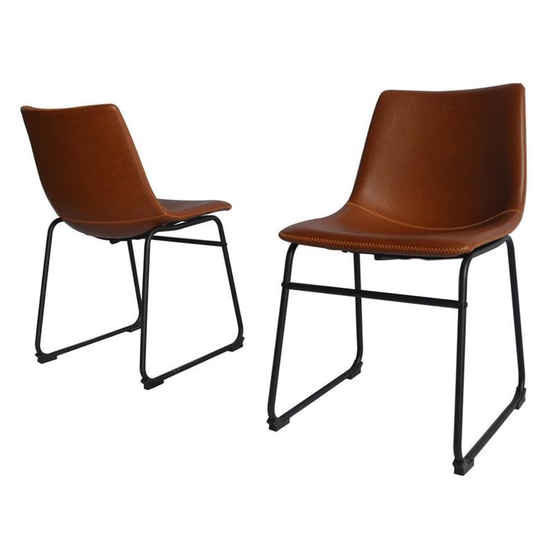 Minimal Bronze Faux Leather Side Chairs (Set of 2)
