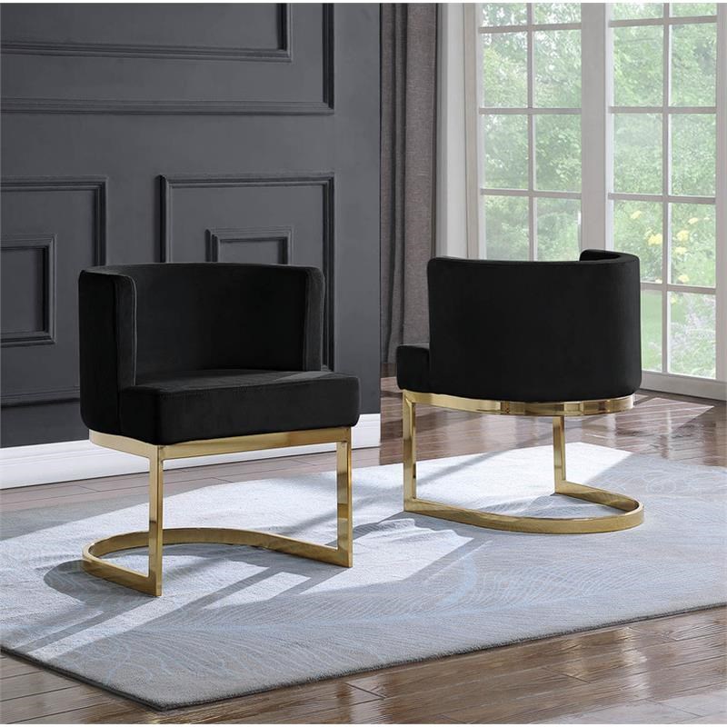 Velvet Black Accent Chair with Gold Chrome Base - 1 Chair