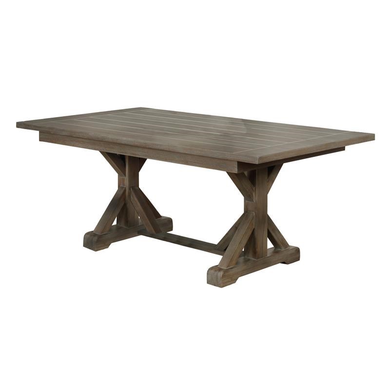 Traditional Rustic Brown Gray Wood Dining Table with Natural Finish