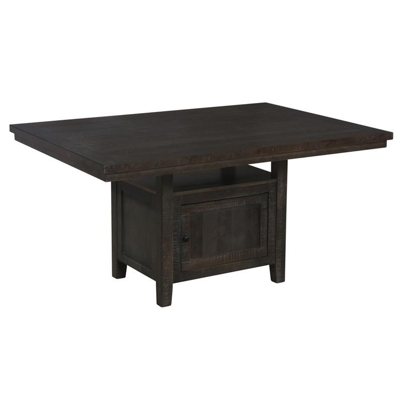Rustic Dark Oak Wood Dining Table with Underneath Storage Space