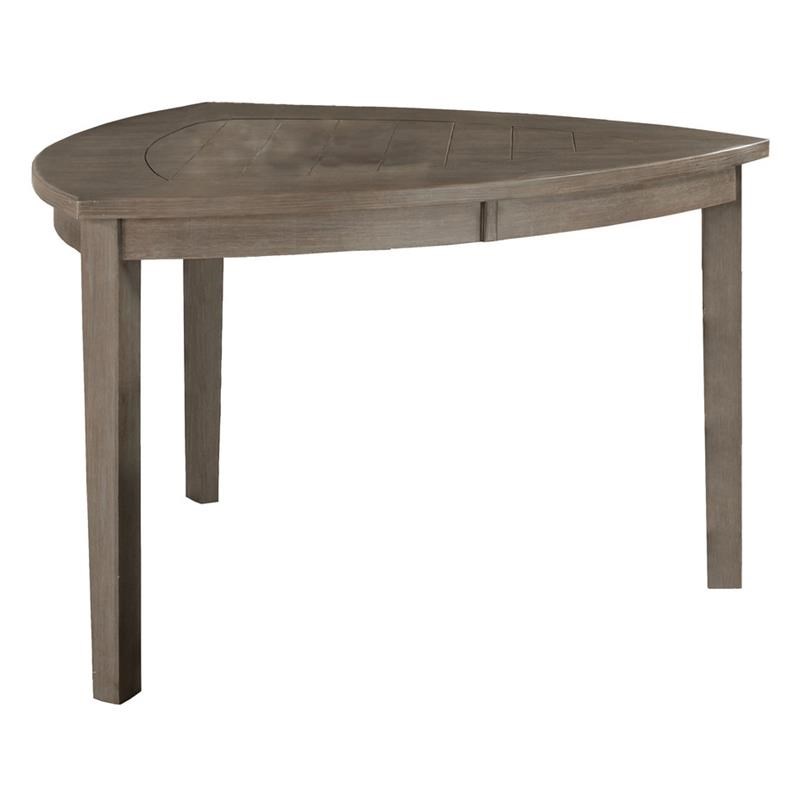 Rustic Gray Wood 7pc Counterheight Dining Set with Gray Linen Fabric Chairs