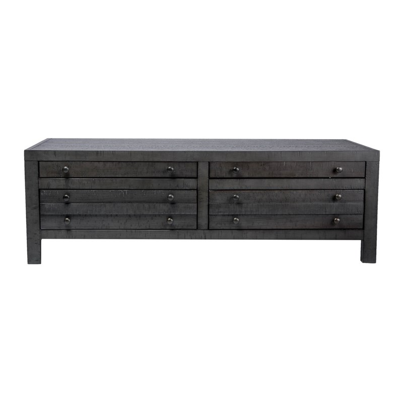 Rustic Gray Wood Coffee Table with Storage Drawers