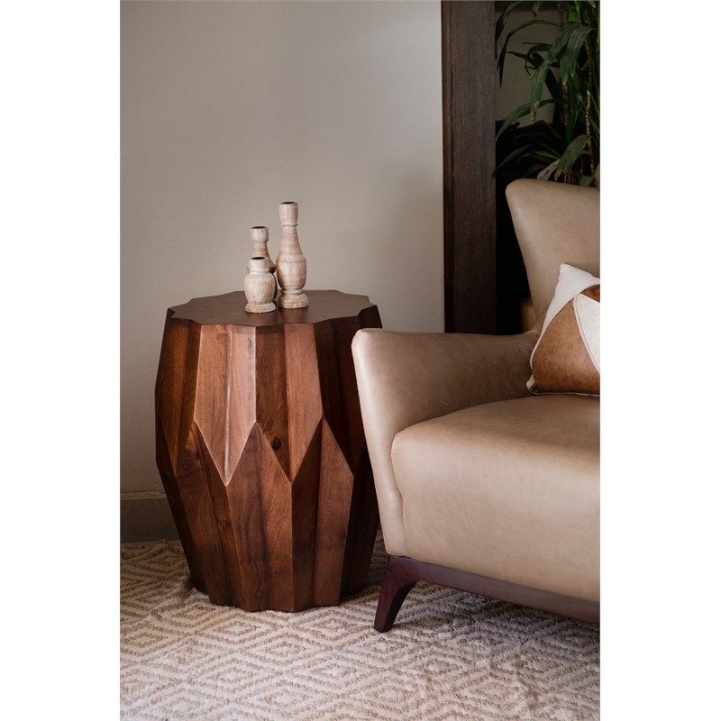 Chantell Solid Wood Accent Table Deep Brown
