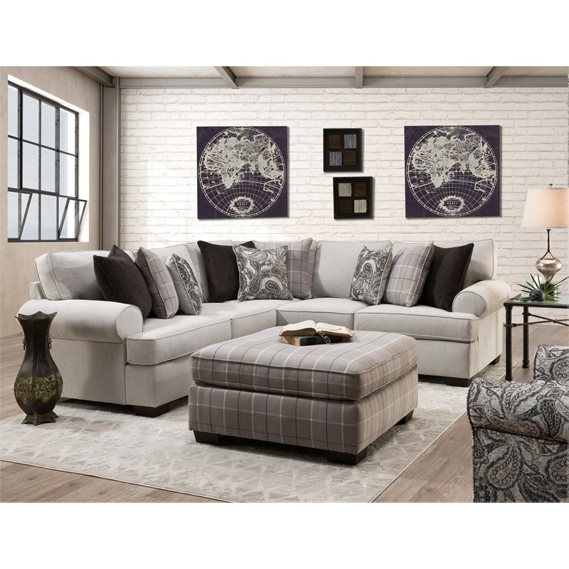 Baxley 2-Piece Sectional with Accent Pillows in Beige