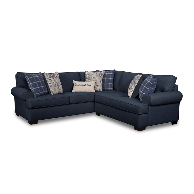 Southampton 2-Piece Sectional with Accent Pillows in Navy